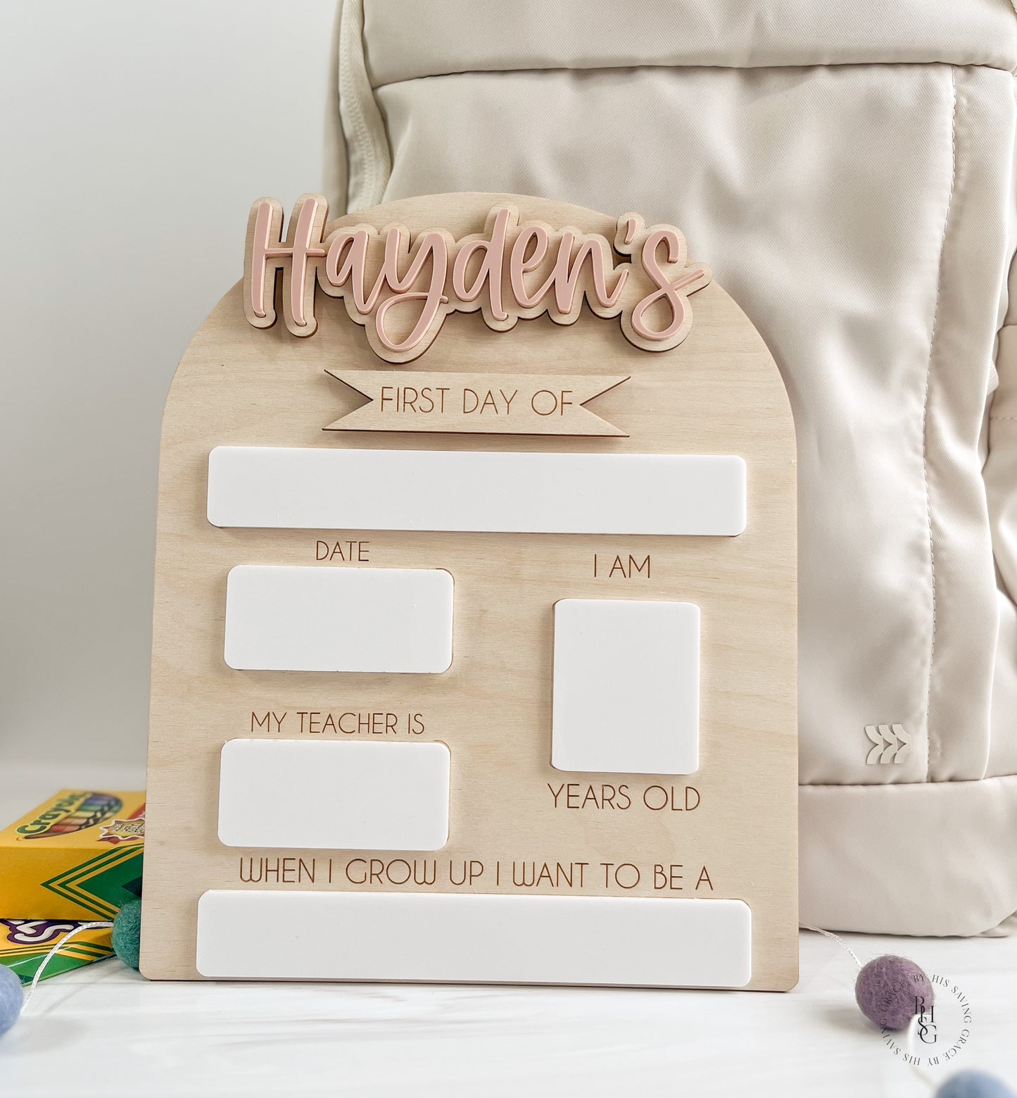 Personalized Interchangeable First and Last Day School Sign