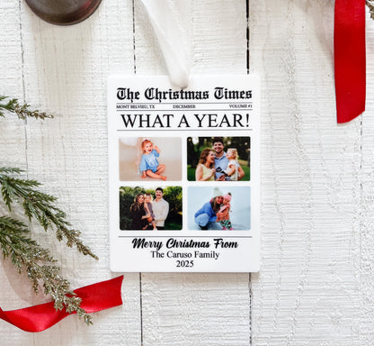 Personalized Newspaper Christmas Ornament