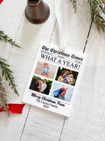 Personalized Newspaper Christmas Ornament