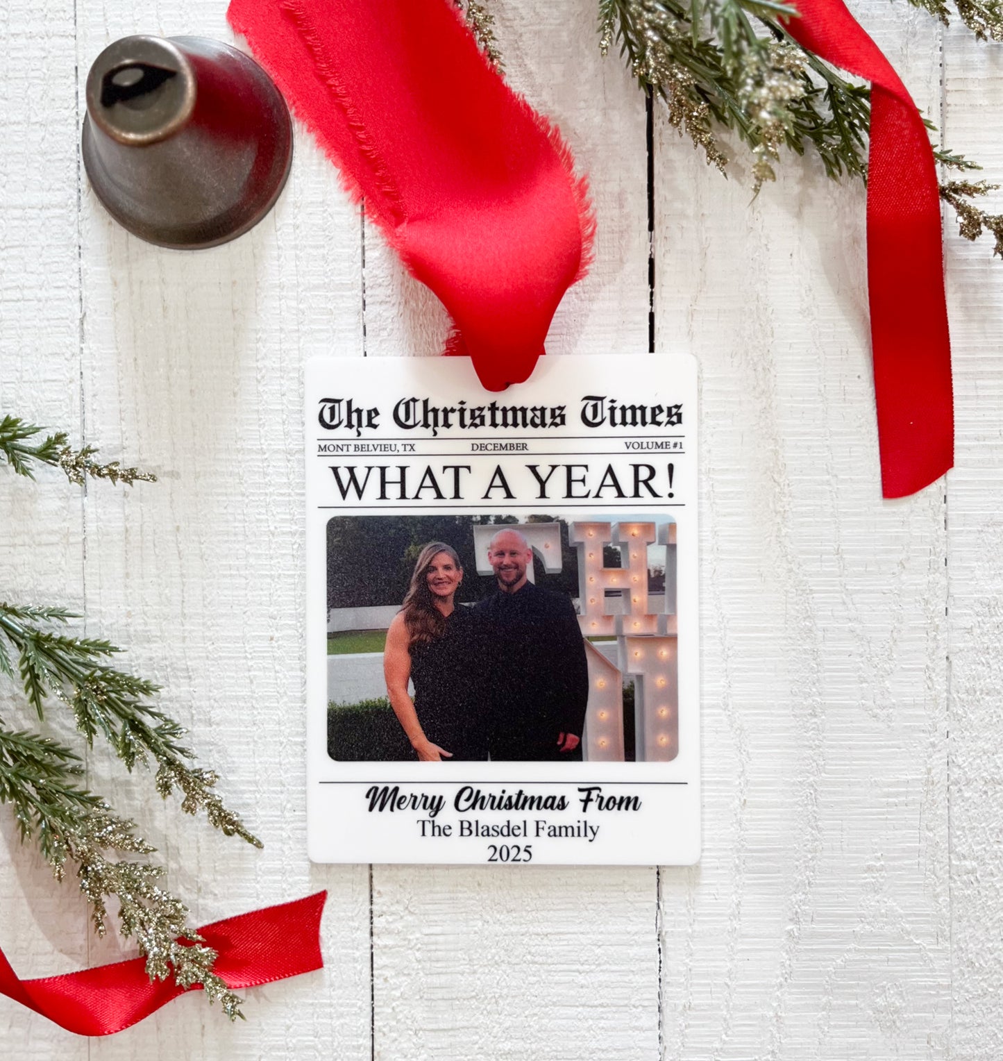 Personalized Newspaper Christmas Ornament