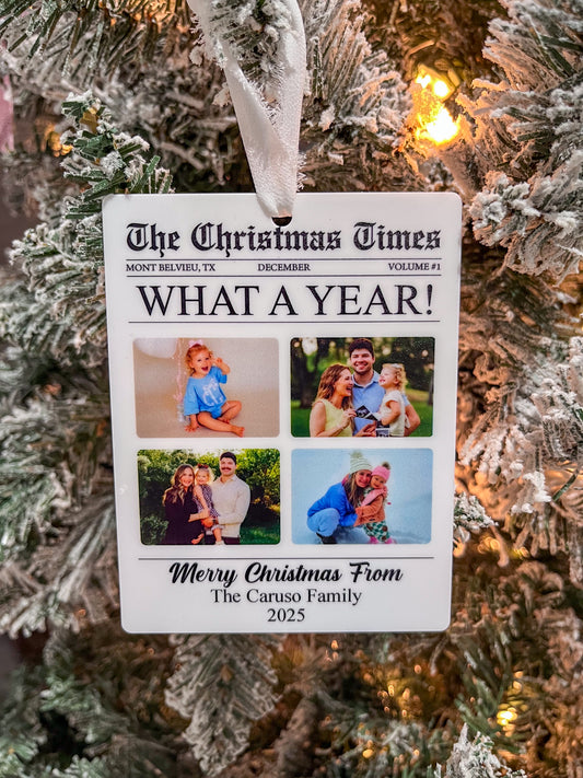 Personalized Newspaper Christmas Ornament