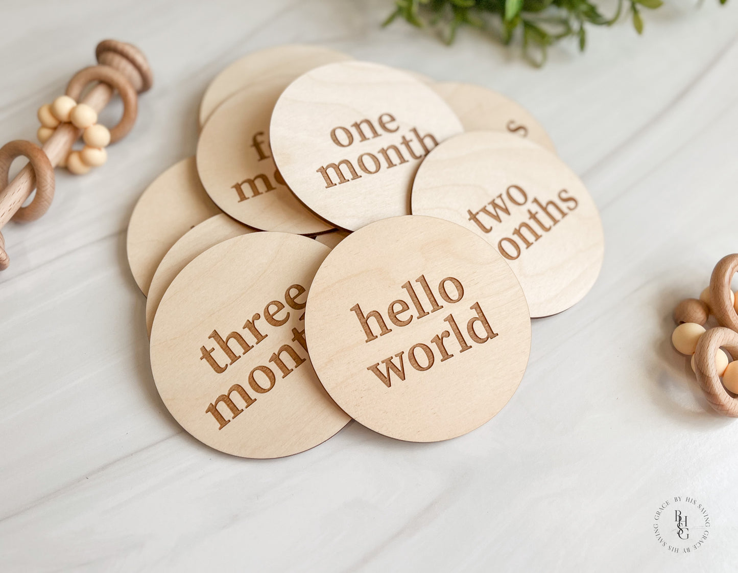 Modern Wooden Monthly Milestone Discs For Baby Photos