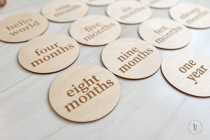 Modern Wooden Monthly Milestone Discs For Baby Photos