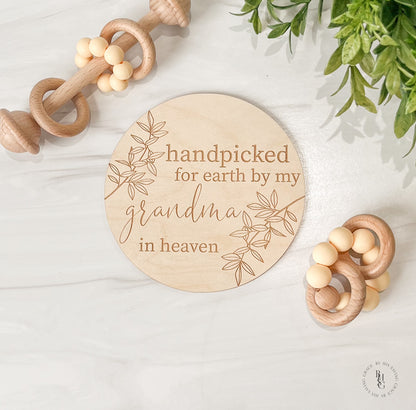 Wooden Handpicked For Earth By My "Your Name" In Heaven