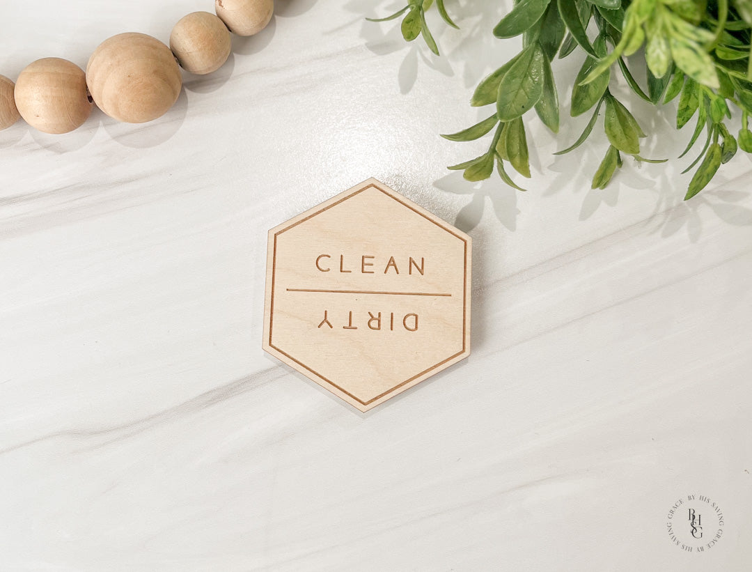 Wooden Clean | Dirty Dishwasher Magnet