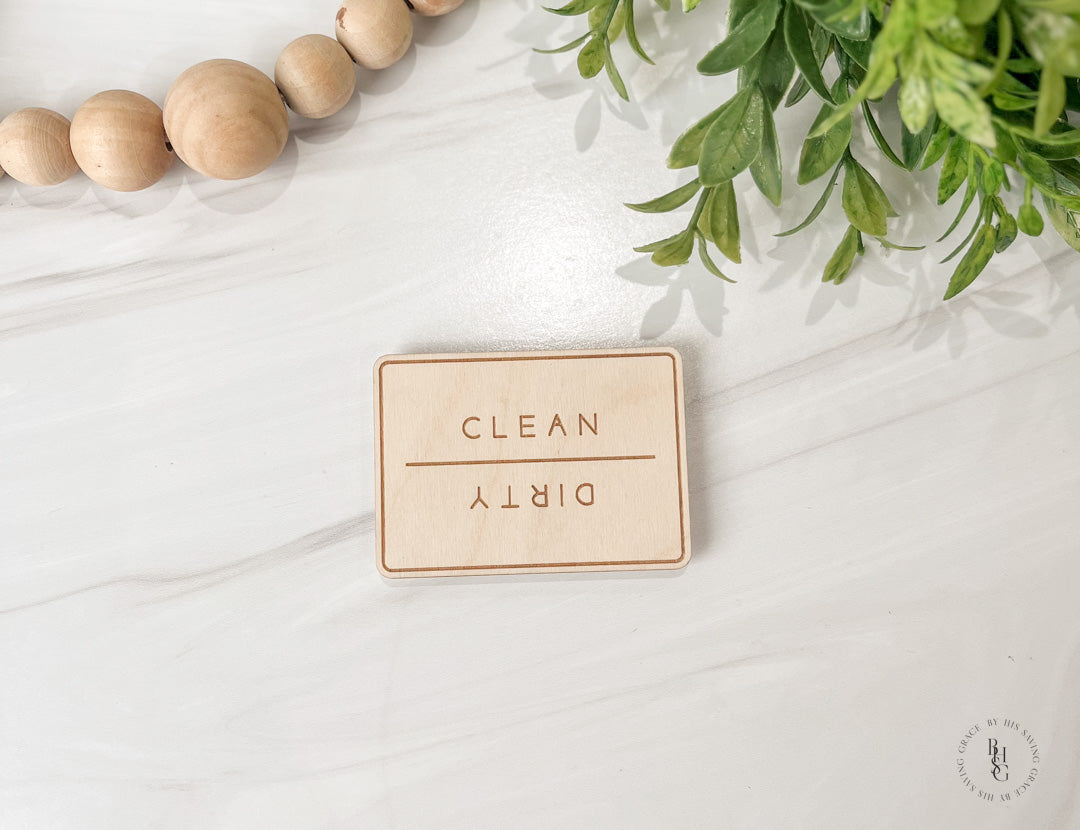 Wooden Clean | Dirty Dishwasher Magnet