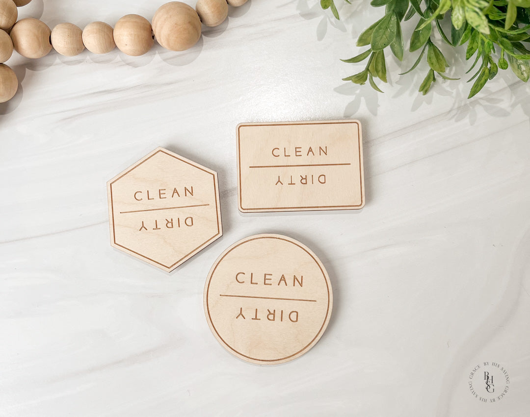 Wooden Clean | Dirty Dishwasher Magnet