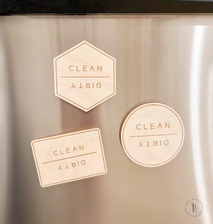 Wooden Clean | Dirty Dishwasher Magnet