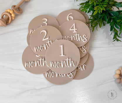 3D Acrylic Monochromatic Monthly Milestone Discs For Baby Photos