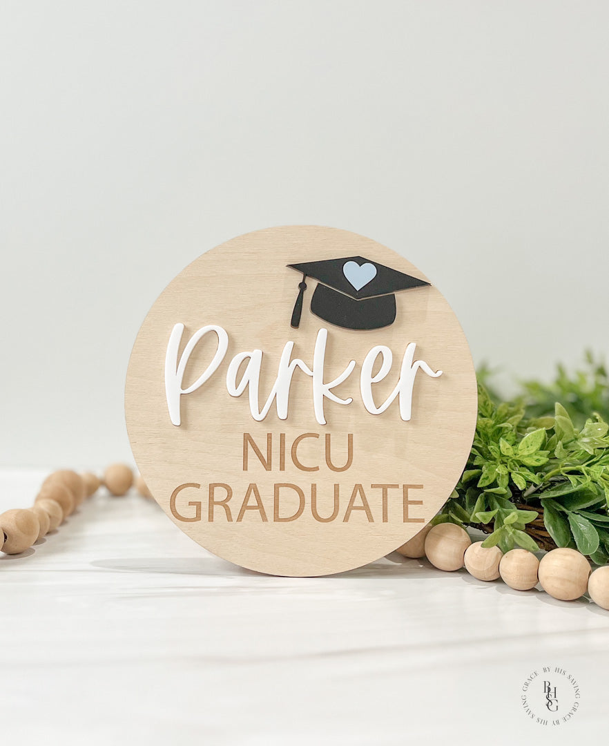 Wooden Personalized NICU Graduate Sign with Acrylic Name