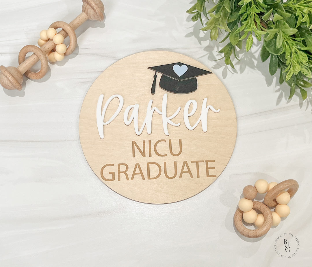 Wooden Personalized NICU Graduate Sign with Acrylic Name