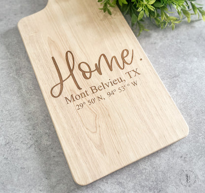 Serving Board With Home, City, State  + GPS Coordinates