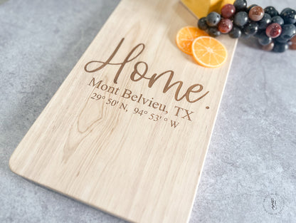 Serving Board With Home, City, State  + GPS Coordinates