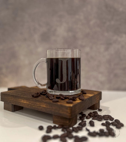 Engraved Initial Glass Coffee Cup