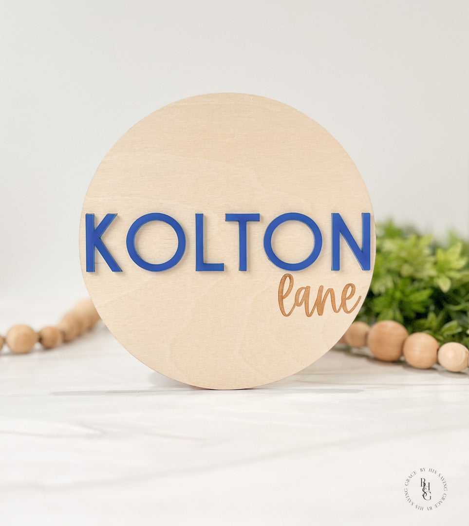 Wooden Baby Announcement Sign With Birth Stats + Nameplate Sign with an Acrylic Name