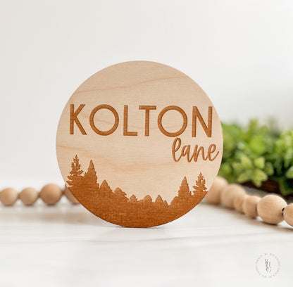 Wooden Forest Baby Name Announcement Sign