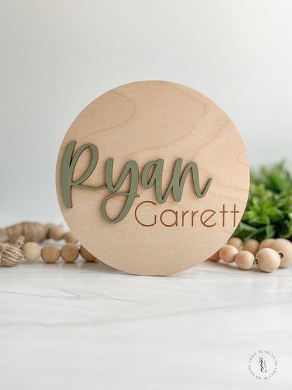 Wooden Baby Announcement Sign With Birth Stats + Nameplate Sign