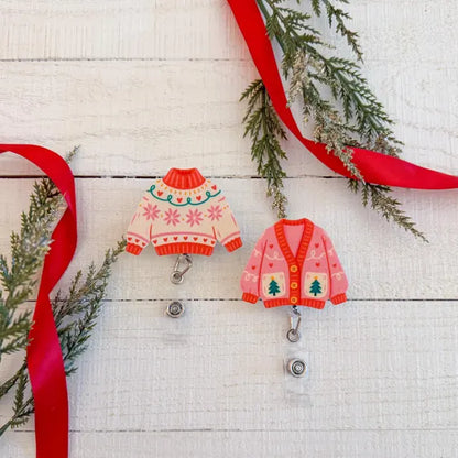 Festive Christmas Sweater Badge Reel