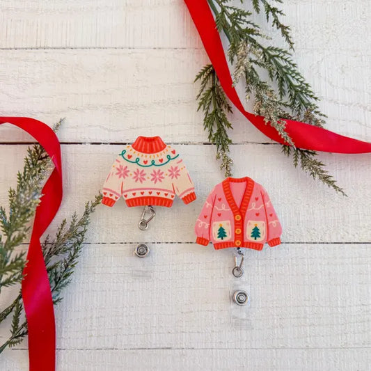 Festive Christmas Sweater Badge Reel