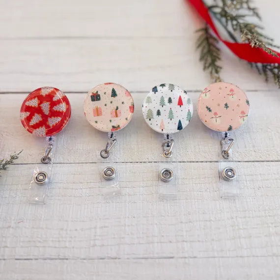 Festive Christmas Patterned Badge Reels