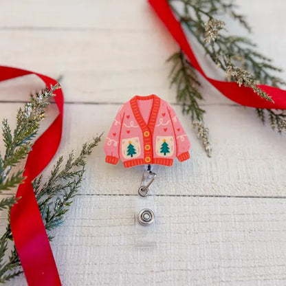 Festive Christmas Sweater Badge Reel