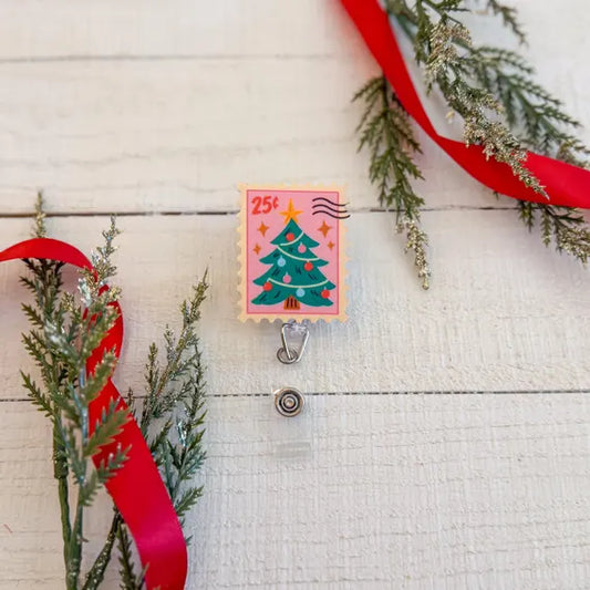 Christmas Postage Stamp Badge Reel