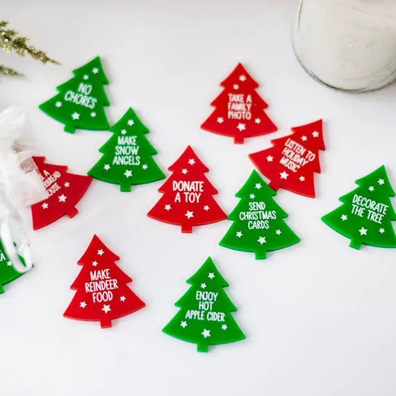 Another view of the Christmas bucket list tokens