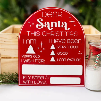 Another view of the reusable Dear Santa letter board
