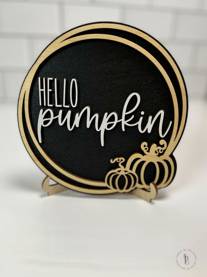 Hello Pumpkin Small Wooden Sign