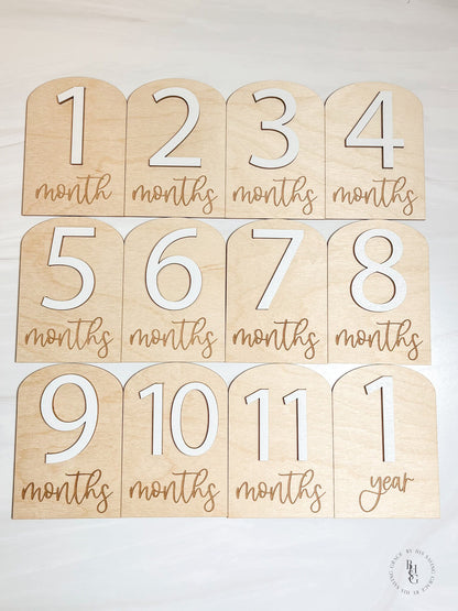 3D Arch Wooden Monthly Milestone Discs For Baby Photos