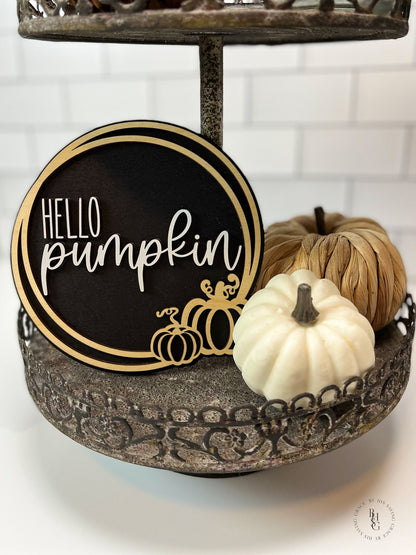 Hello Pumpkin Small Wooden Sign