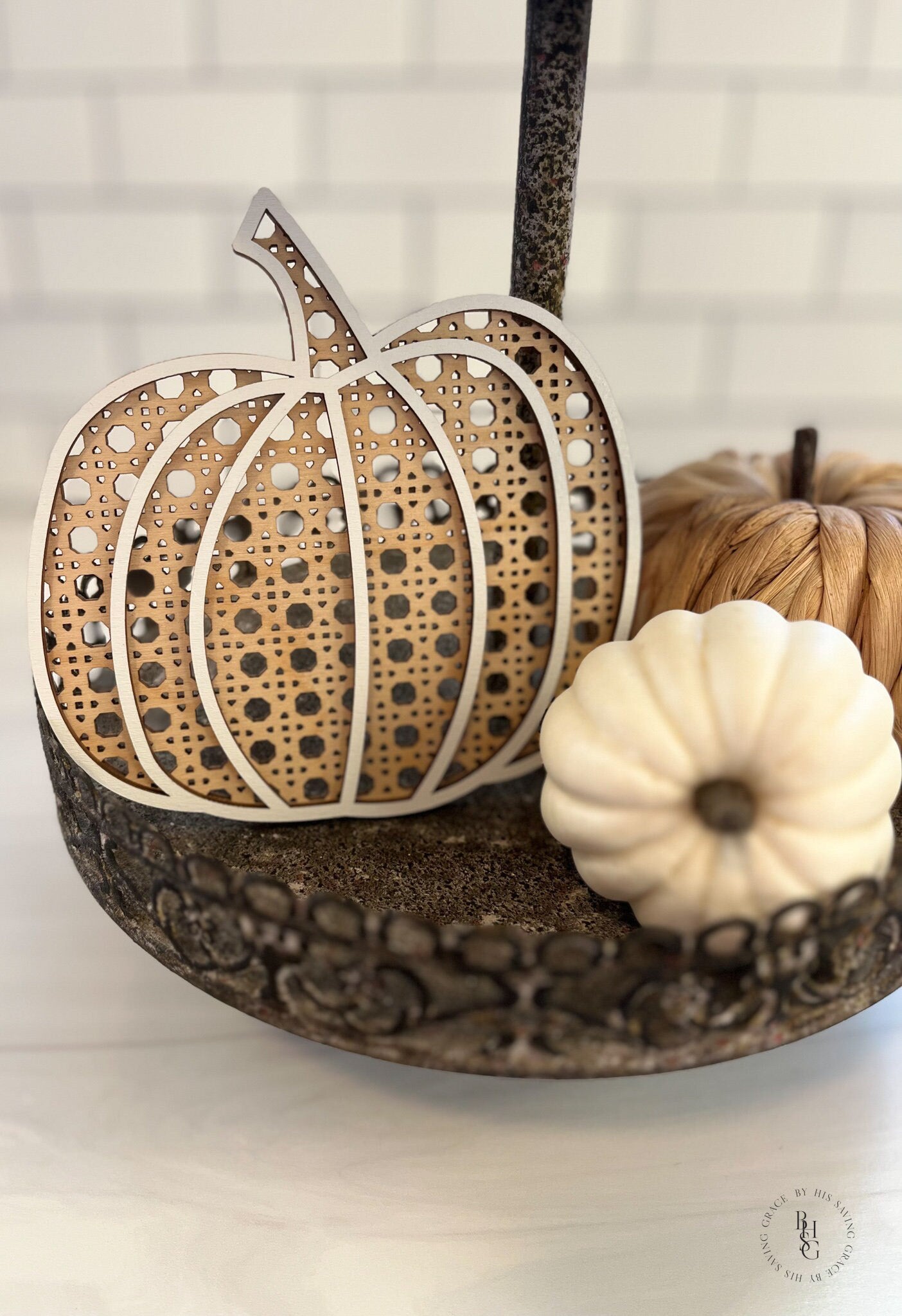 Boho Rattan Wooden Pumpkins