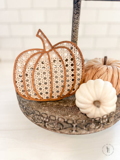 Boho Rattan Wooden Pumpkins