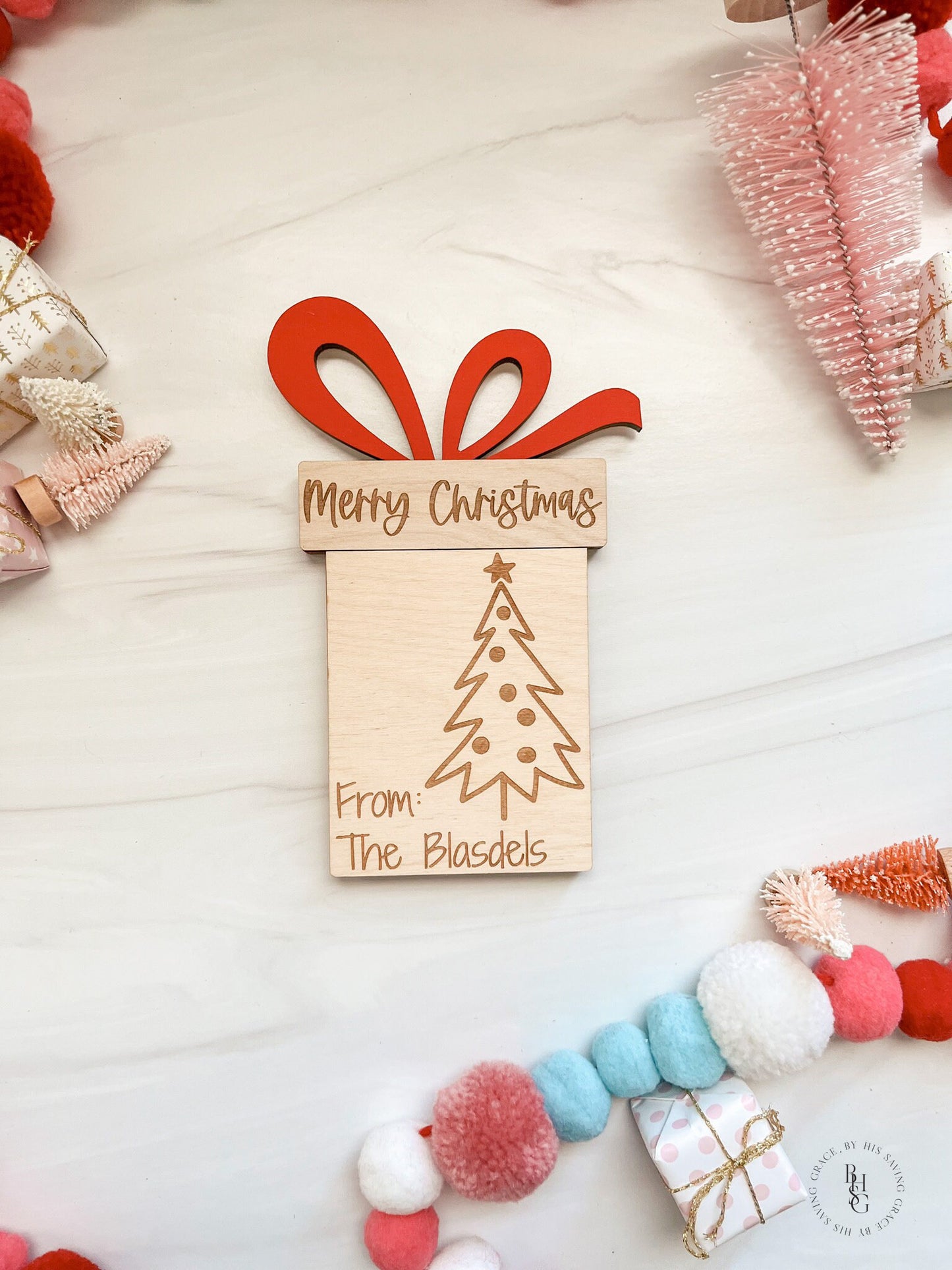 Merry Christmas & Happy Holidays Christmas Tree Gift Card Holder