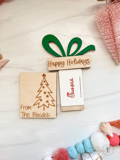 Merry Christmas & Happy Holidays Christmas Tree Gift Card Holder