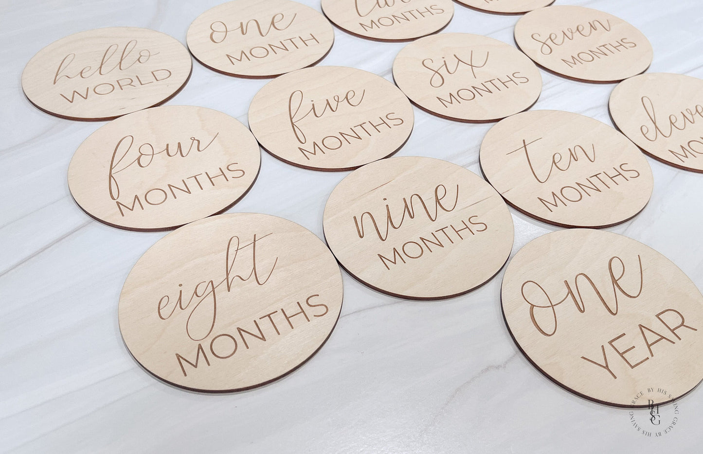 Minimalist Wooden Monthly Milestone Discs For Baby Photos