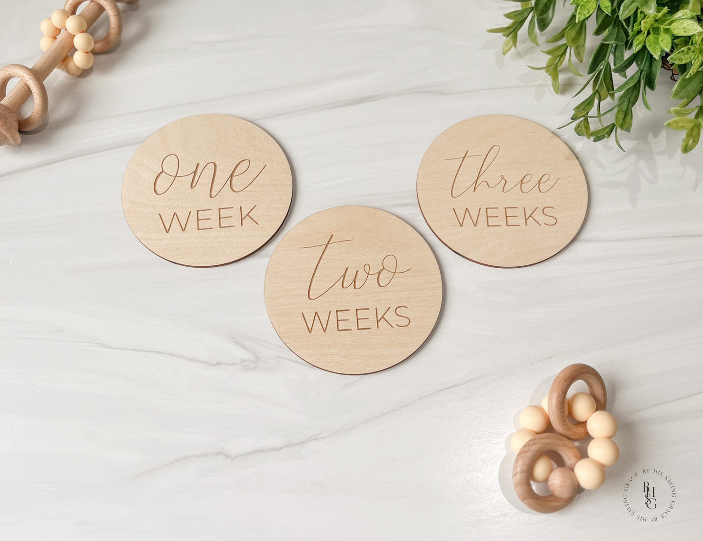 Minimalist Wooden Monthly Milestone Discs For Baby Photos