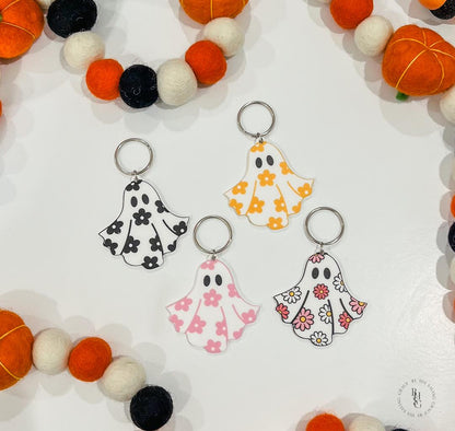 Daisy Ghost Halloween Keychain with UV Printed Design