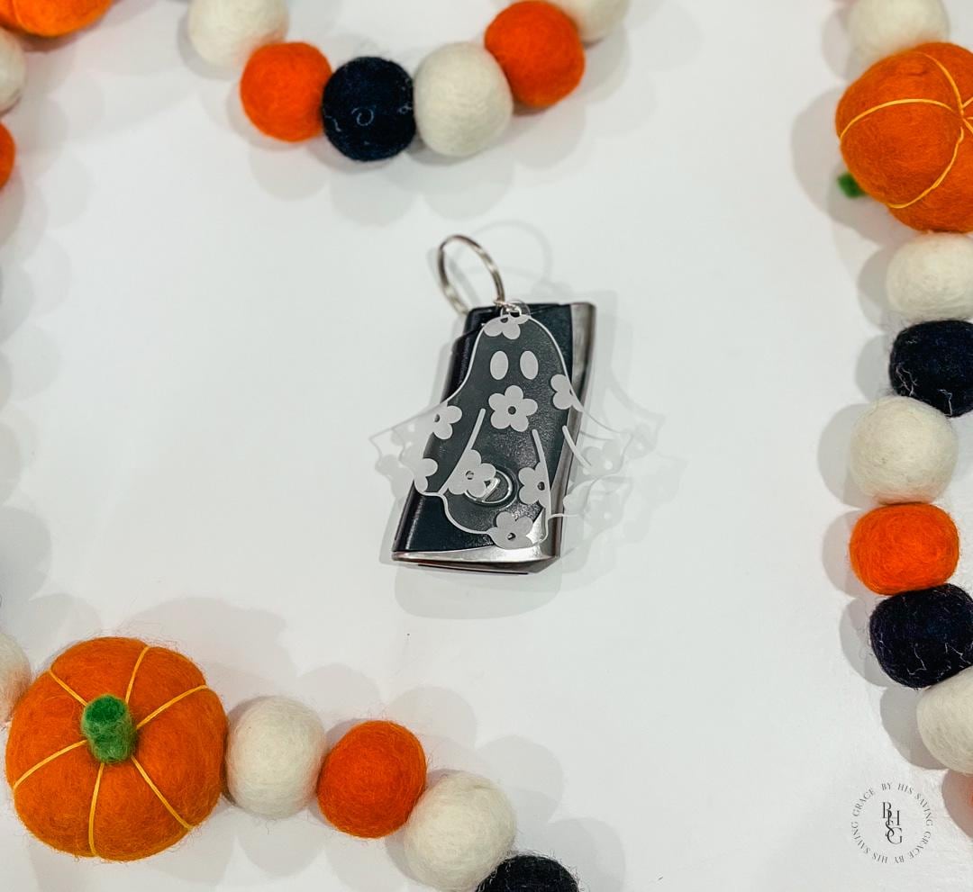 Daisy Ghost Halloween Keychain with UV Printed Design