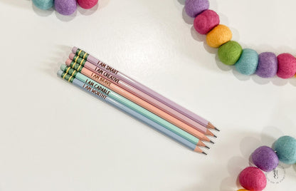Set of Five Positive Affirmations Engraved Pencils