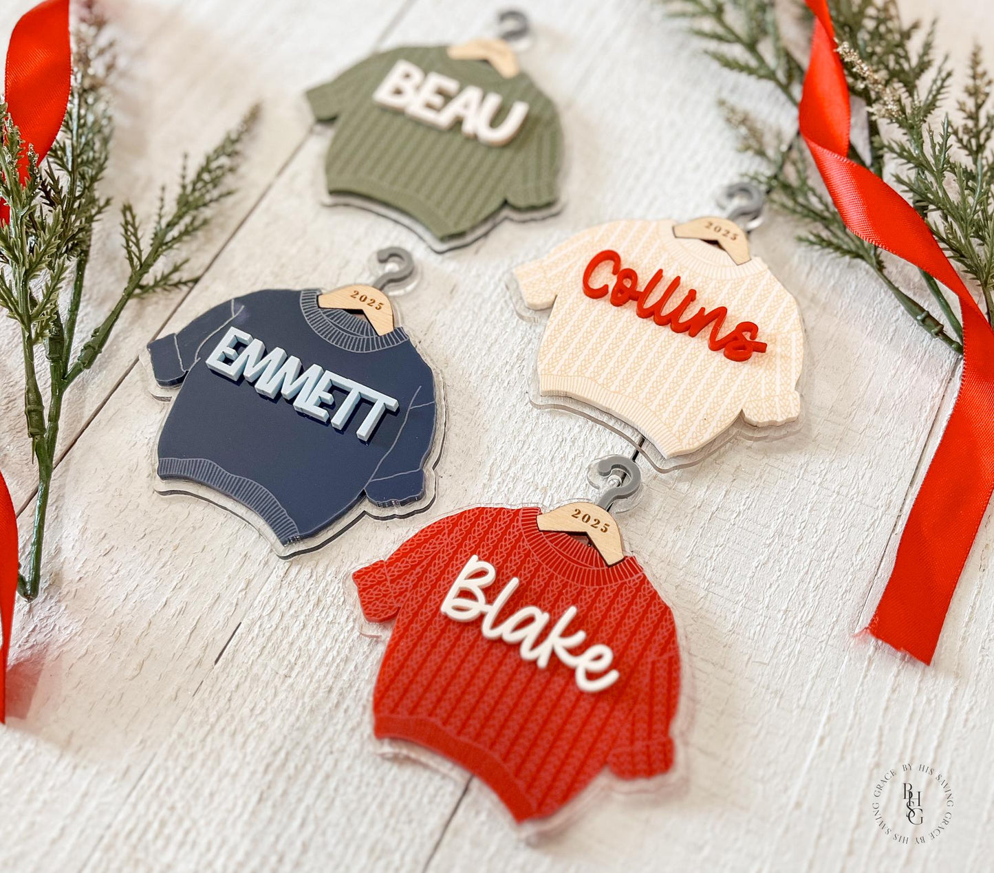 Chunky Knit Sweater Name Christmas Ornament