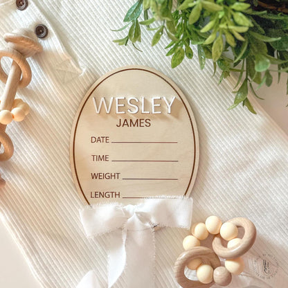 Baby Boy Announcement Signs with Ribbon