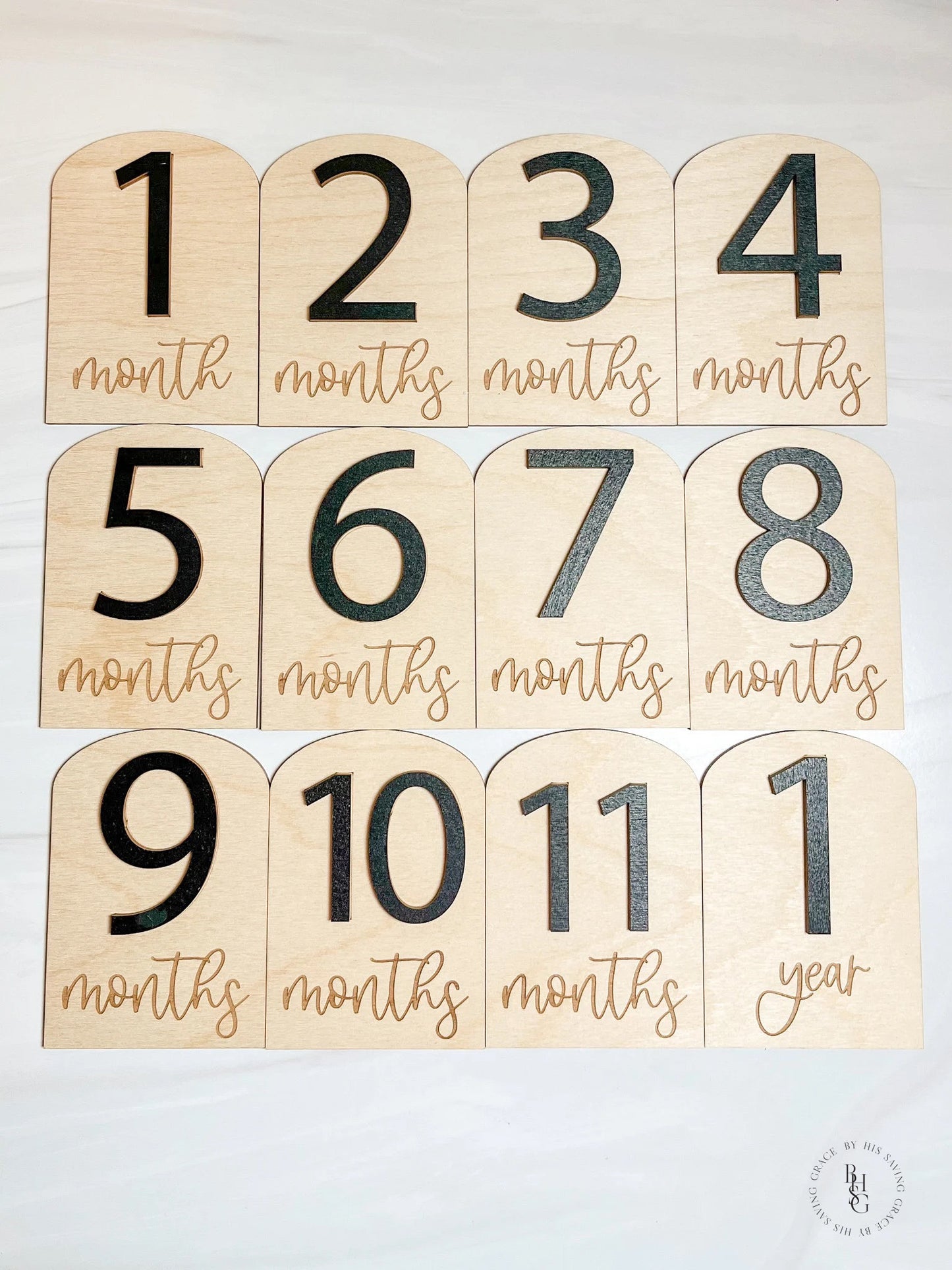 3D Arch Wooden Monthly Milestone Discs For Baby Photos