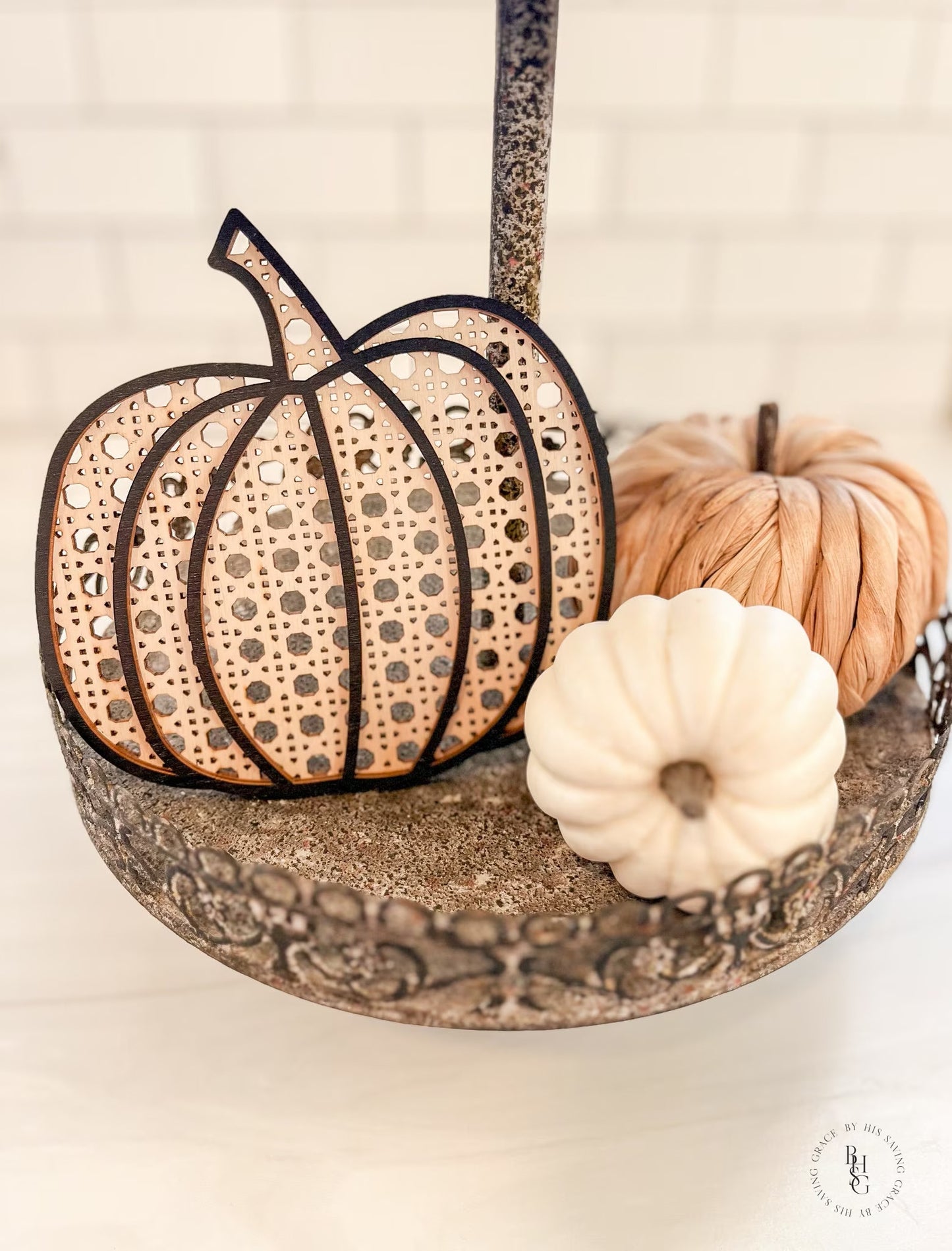 Boho Rattan Wooden Pumpkins