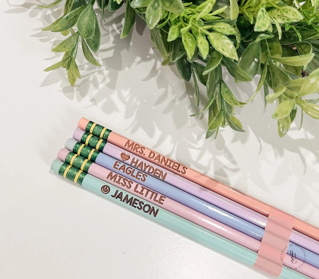 Set of Five Pencils Engraved With Name