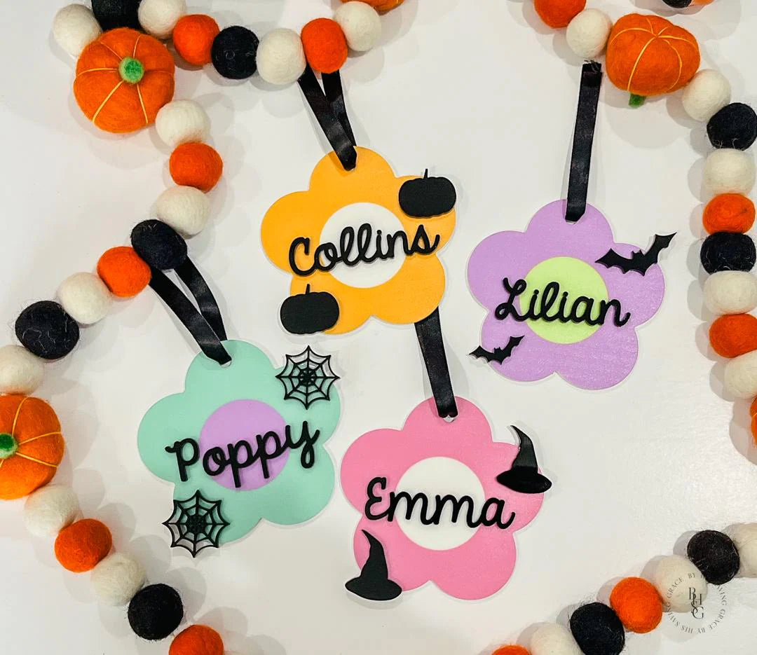 Daisy Halloween Name Tag with UV Printed Design