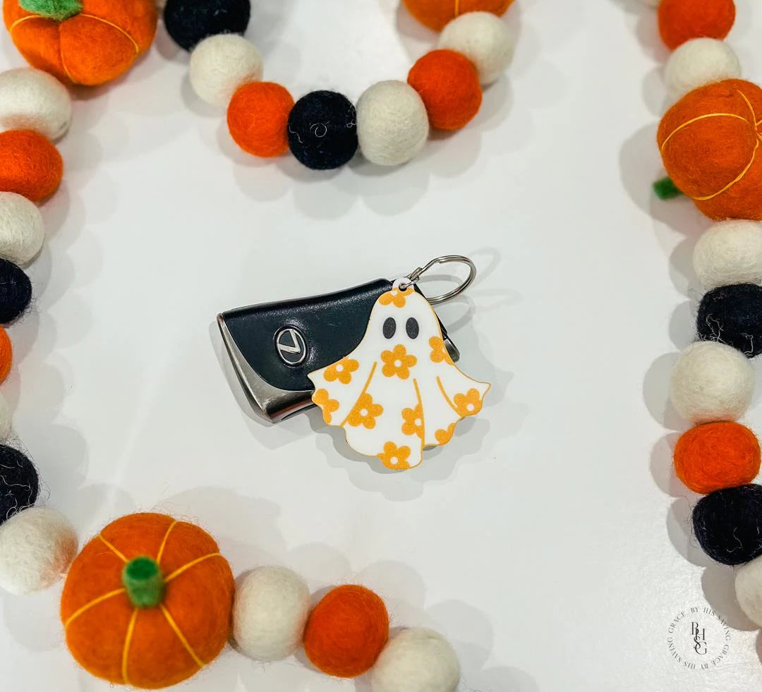 Daisy Ghost Halloween Keychain with UV Printed Design