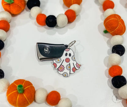 Daisy Ghost Halloween Keychain with UV Printed Design