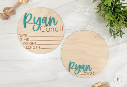 Wooden Baby Announcement Signs with Acrylic Name
