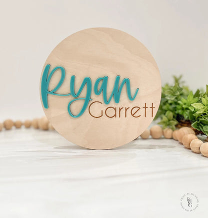 Wooden Baby Announcement Signs with Acrylic Name